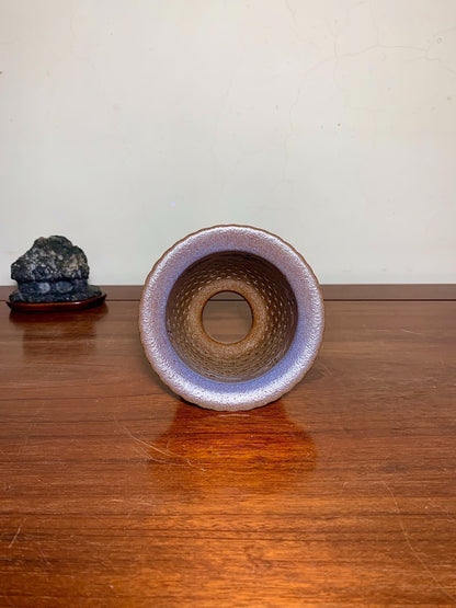 Sakai Tensan Shinsha Copper-Red Glaze Kiln-Transmuted Double Pattern Pierced Omoto Pot