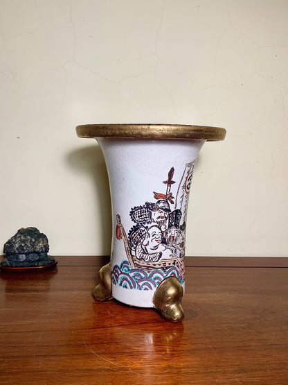 Gold-Enameled Seven Lucky Gods Omoto Pot