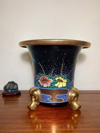 Bull-Head Feet, Gilt and Polychrome Painted Peony, Imperial Carriage Style, Omoto Pot by Jissen