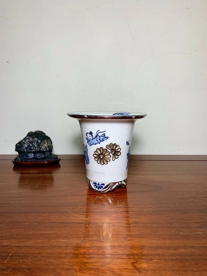Tensan Kobo White Porcelain Blue-And-White Pierced Child Pot