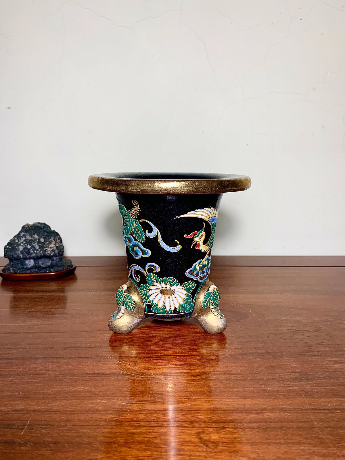 Rare Phoenix Design Omoto Pot by Ryūzan