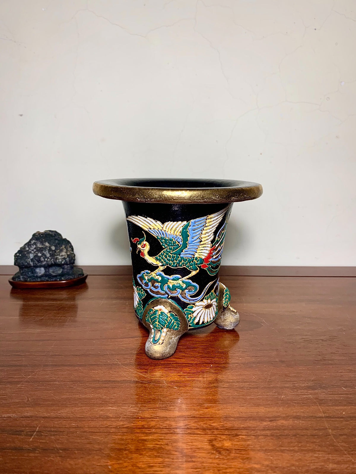 Rare Phoenix Design Omoto Pot by Ryūzan