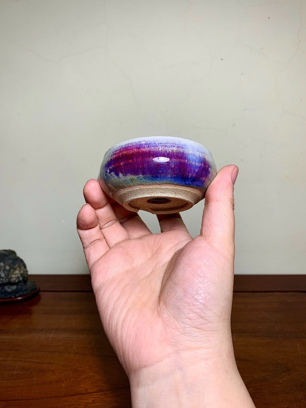 Man'kō Shūzan Shinsha Copper-Red Glaze Kiln-Transmuted Round Pot