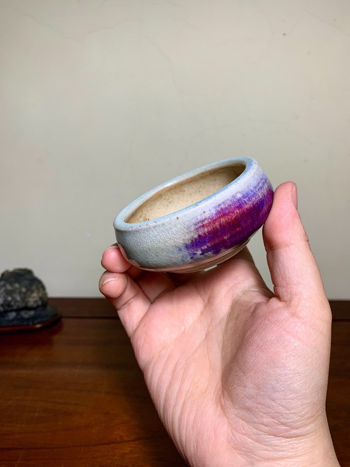Man'kō Shūzan Shinsha Copper-Red Glaze Kiln-Transmuted Round Pot