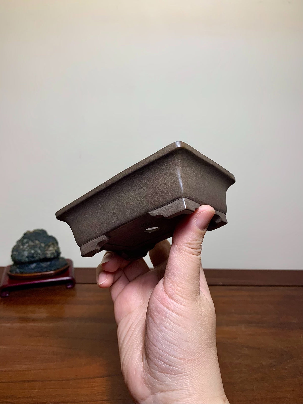 Tachibana Mitsuyuki, Outer Rim Lower Band Rectangular, Japanese Pot