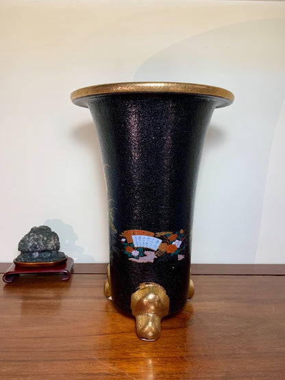 Gold-Enamelled Double Peacock Pattern Omoto Pot by Sousan
