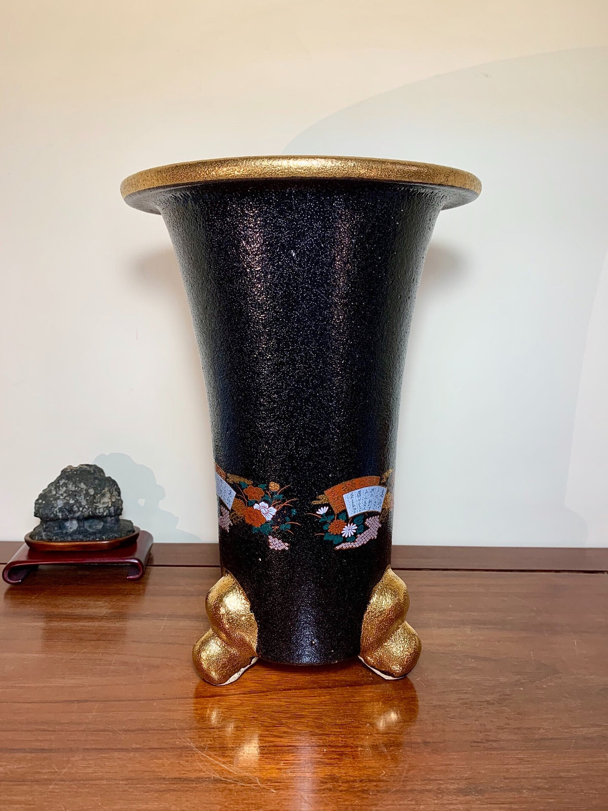 Gold-Enamelled Double Peacock Pattern Omoto Pot by Sousan