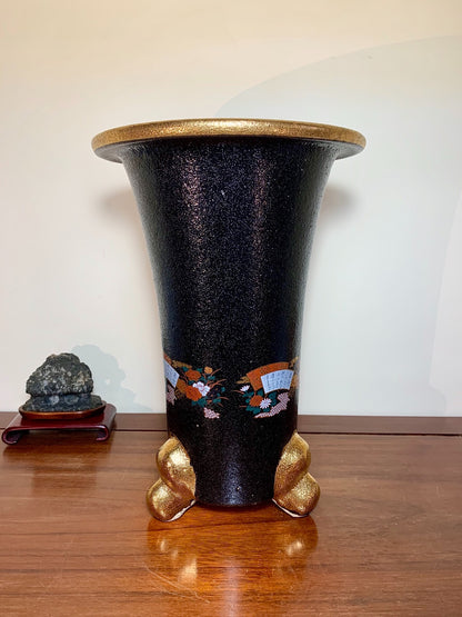 Gold-Enamelled Double Peacock Pattern Omoto Pot by Sousan