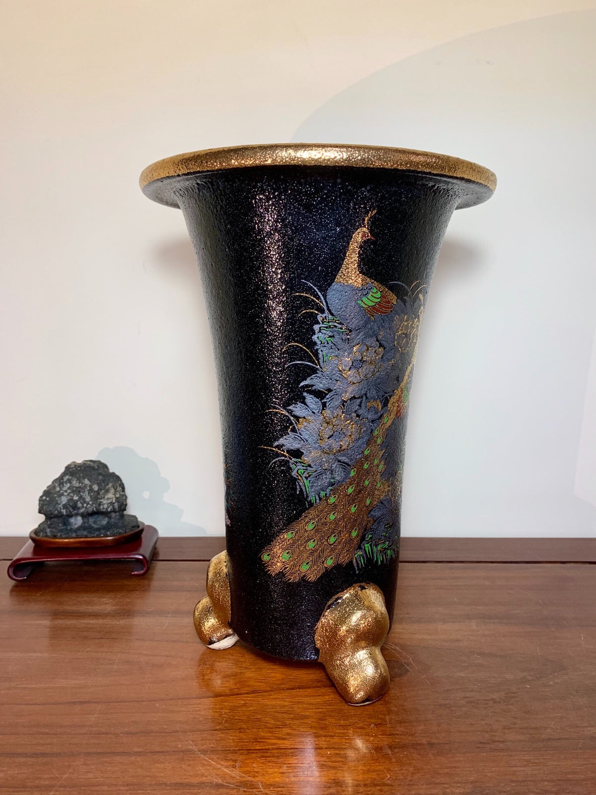 Gold-Enamelled Double Peacock Pattern Omoto Pot by Sousan