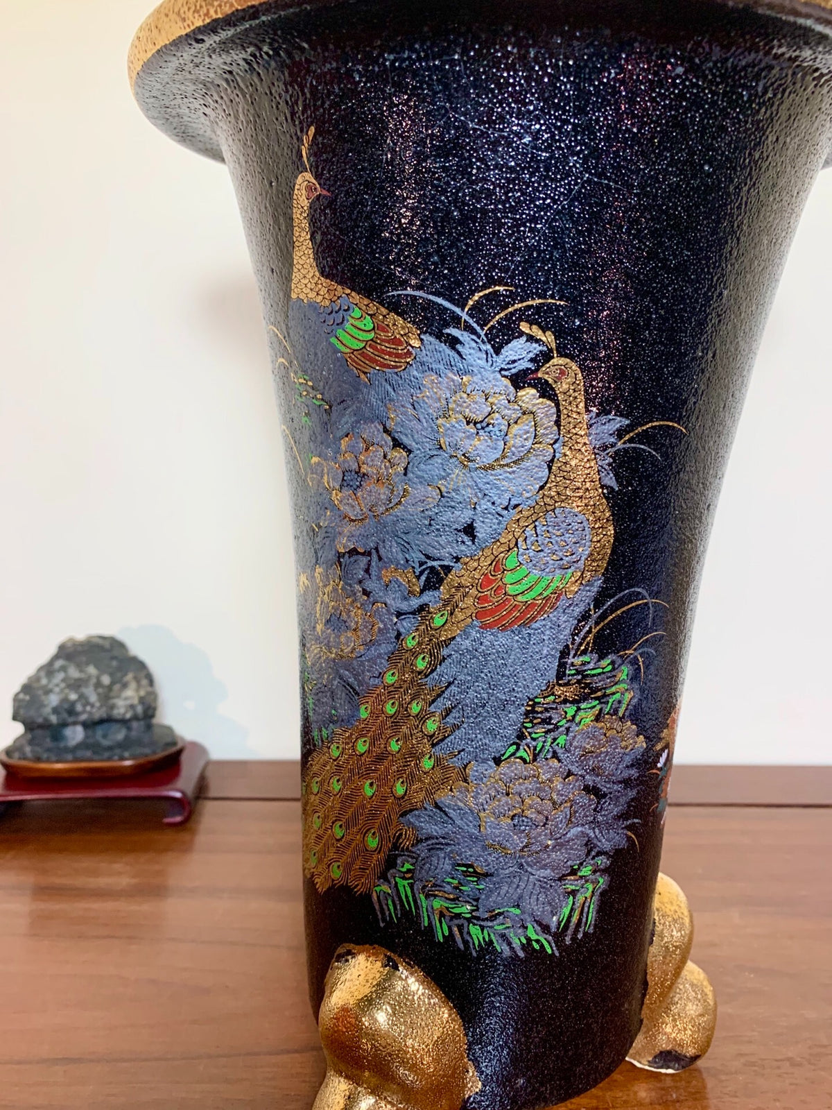 Gold-Enamelled Double Peacock Pattern Omoto Pot by Sousan