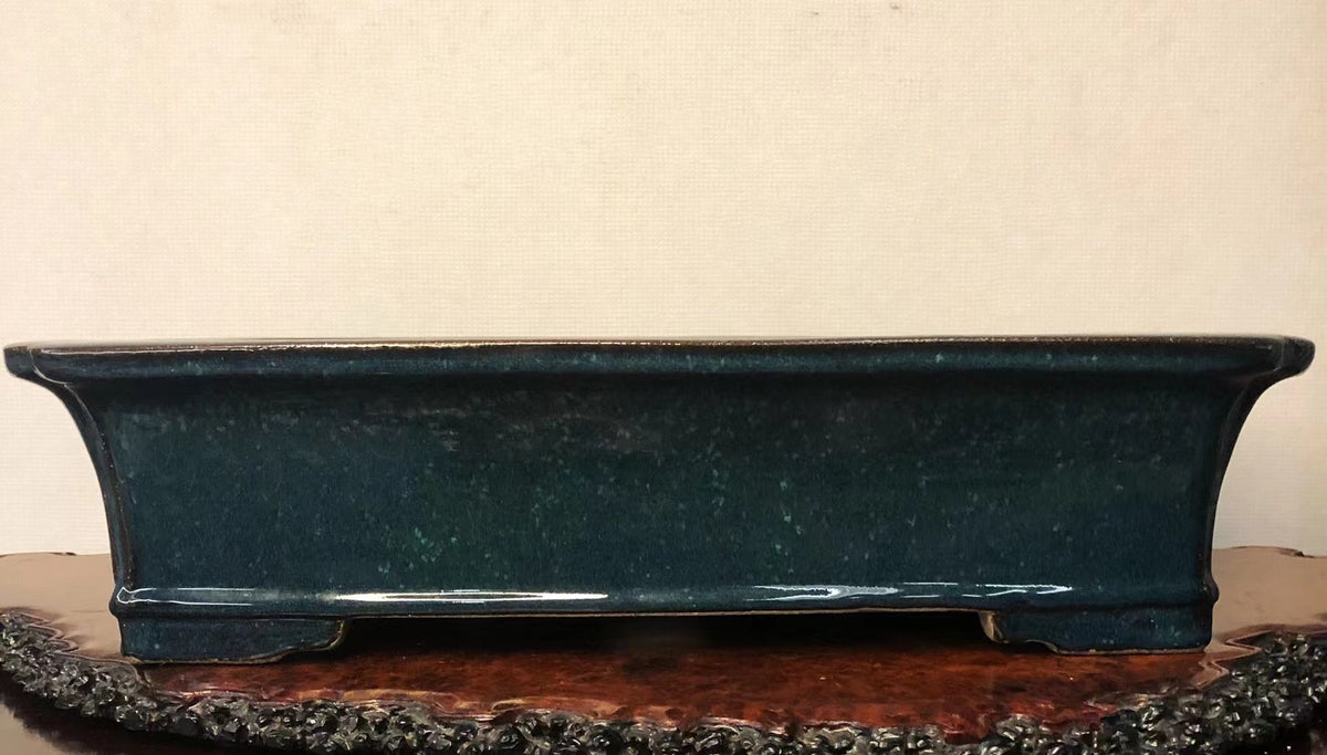 Shinshu Outer Rim Rectangular Open Mouth Japanese Bonsai Pot