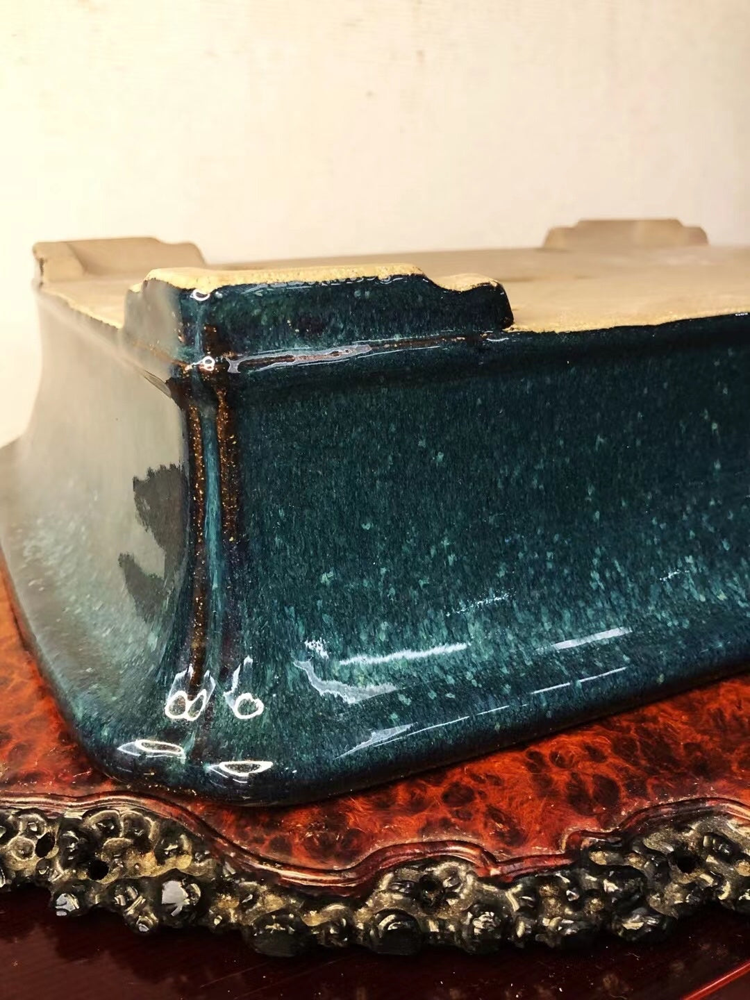 Shinshu Outer Rim Rectangular Open Mouth Japanese Bonsai Pot