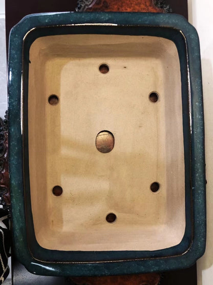 Shinshu Outer Rim Rectangular Open Mouth Japanese Bonsai Pot