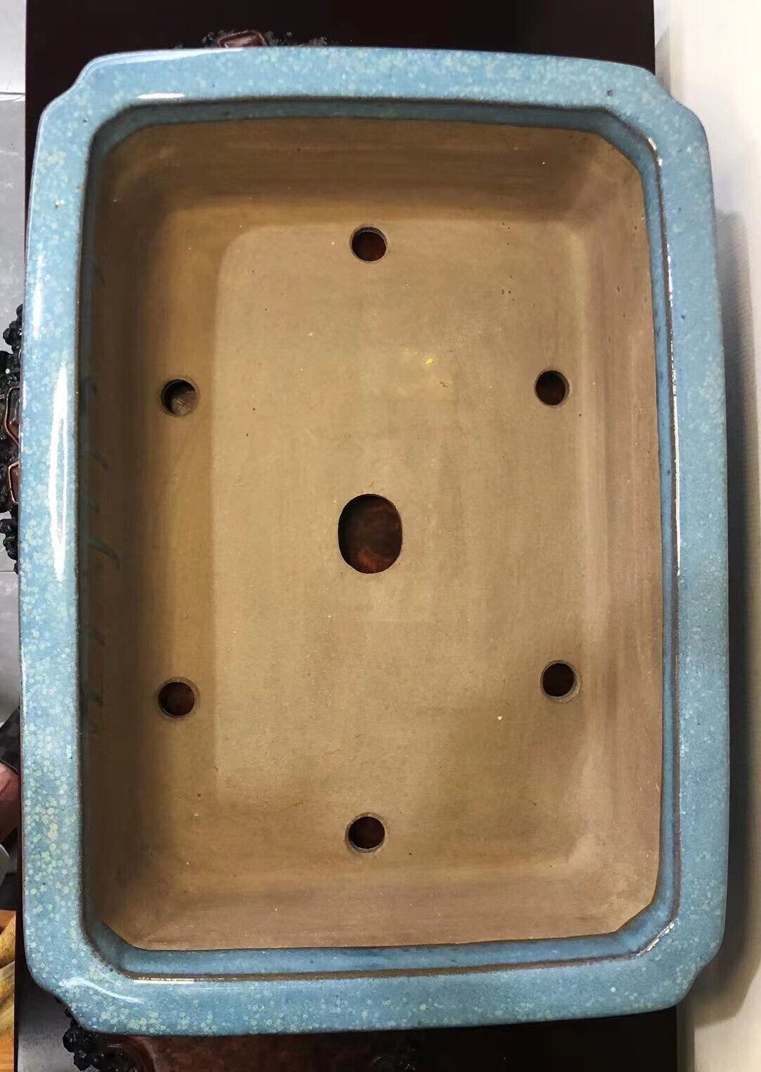 Shinshu Outer Rim Rectangular Open Mouth Japanese Bonsai Pot