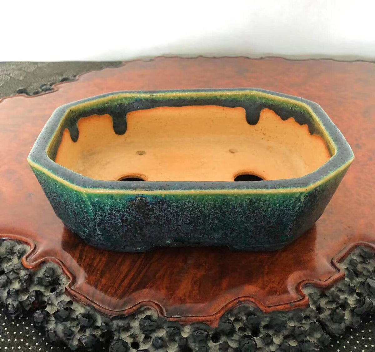 Ruri-Green Glaze, Japanese Name Pot by Koyo