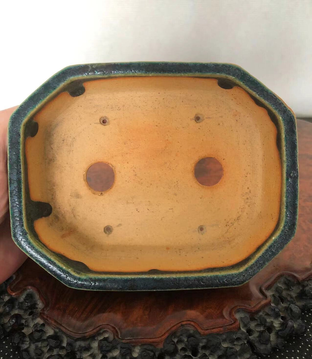Ruri-Green Glaze, Japanese Name Pot by Koyo