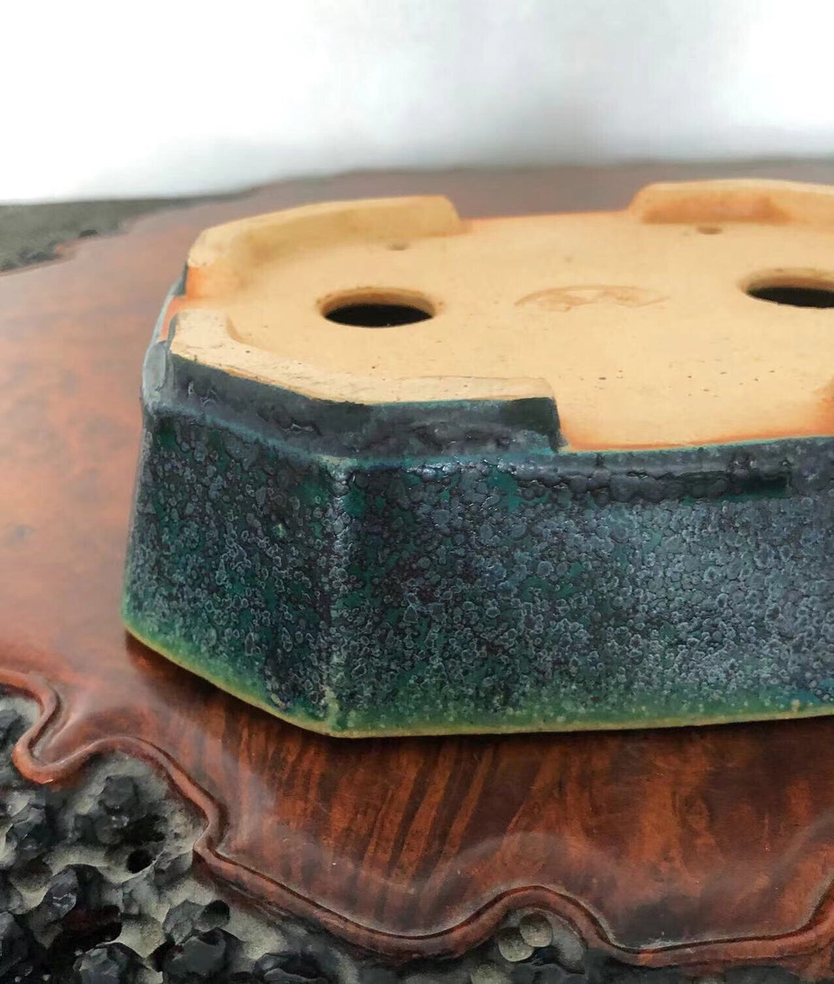 Ruri-Green Glaze, Japanese Name Pot by Koyo
