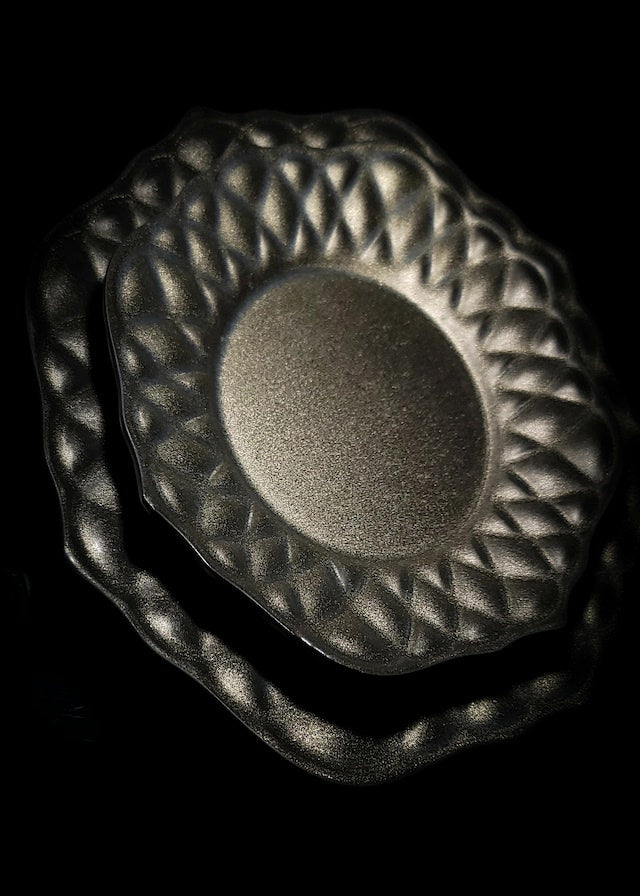 Shota Miyashita cushion plate, black gleaming colour